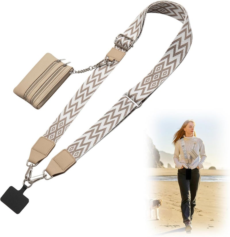 CUEDM Cell Phone Lanyard Crossbody,Adjustable Cell Phone Strap with Wristlet,Clip and Go Strap for Phone with Wallet - Image 1